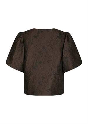 Aisa brocade bluse Mørkebrun Neo Noir 